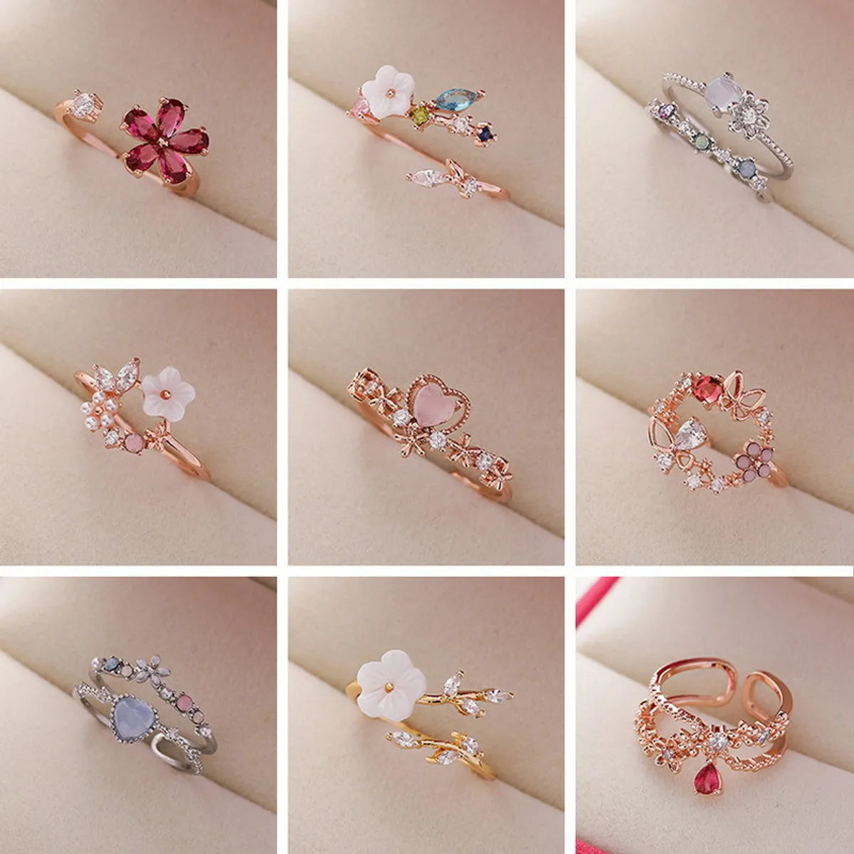 Ladies rings with diamonds-Simple Style Flower Copper Inlay Zircon Rings