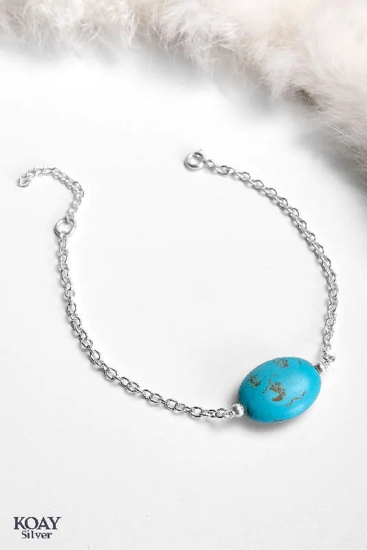 Ladies birthstone bracelets-Turquoise Stone Bracelet