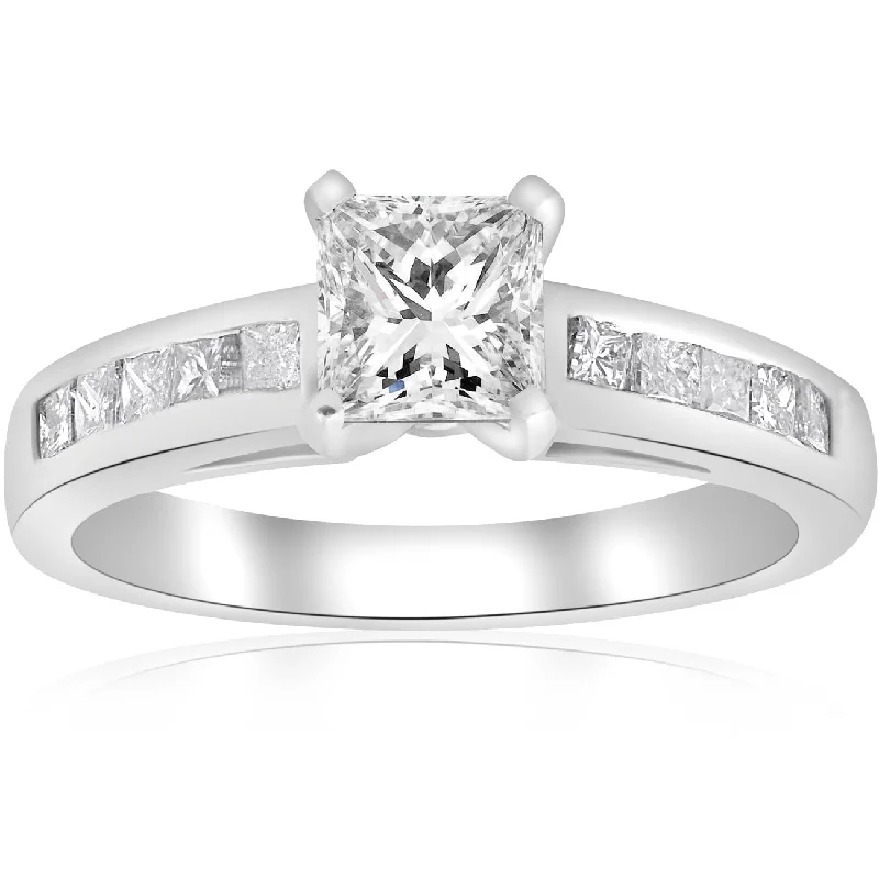 Ladies twisted band engagement rings-1 1/2ct Princess Cut Diamond Engagement Ring 14k White Gold Enhanced