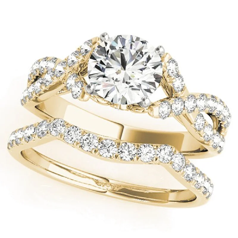 Ladies twisted solitaire engagement rings-1 1/4 Ct Diamond Engagement Ring Wedding Band Set 14k Yellow Gold