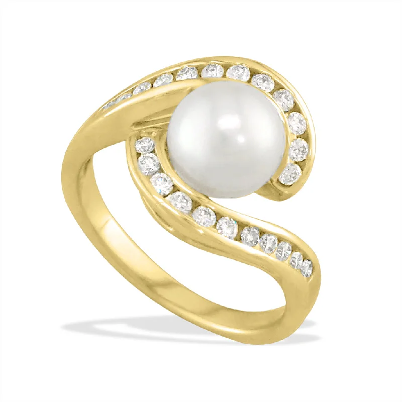 Ladies adjustable cocktail rings-White Akoya Pearl Ring