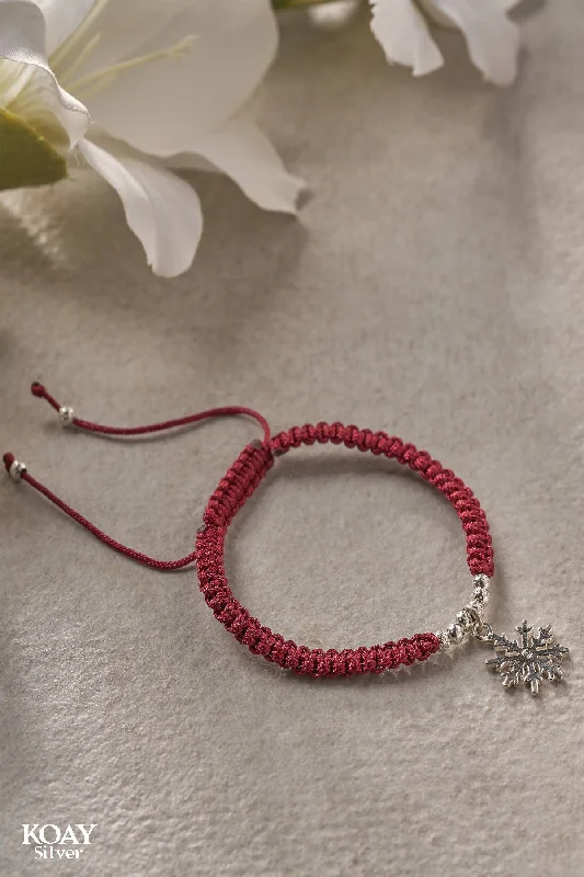 Ladies mixed-metal bracelets-Red Snowflake Bracelet