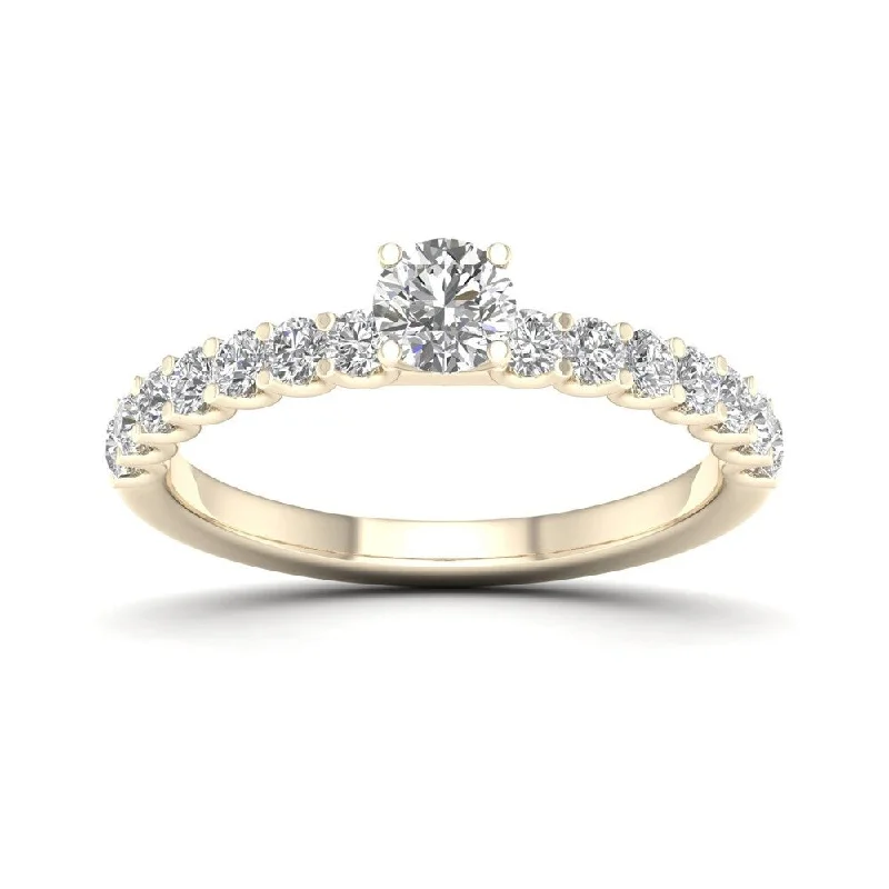 Ladies split band engagement rings-De Couer 14k Yellow Gold 1ct TDW Diamond Engagement Ring