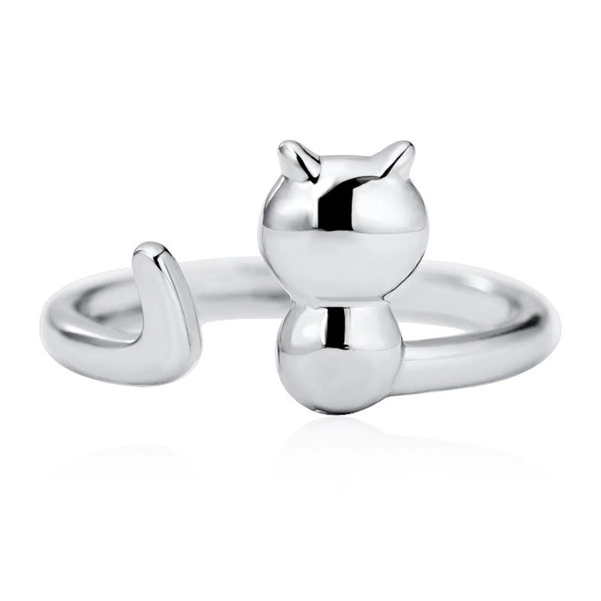 Ladies diamond fashion rings-Fashion Cute Girl Opening Adjustable Glossy Lucky Cat Copper Ring