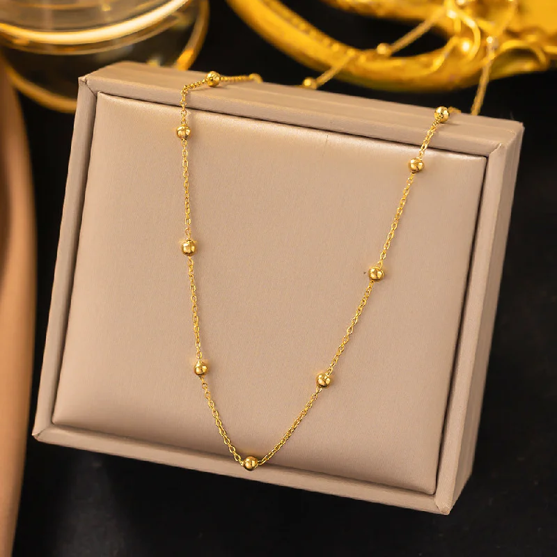 YC [H229] Ball Bead Chain Necklace [Gold]