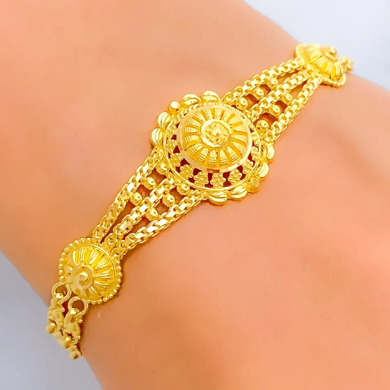 Ladies engraved bracelets-Iconic Regal  22k Gold Bracelet