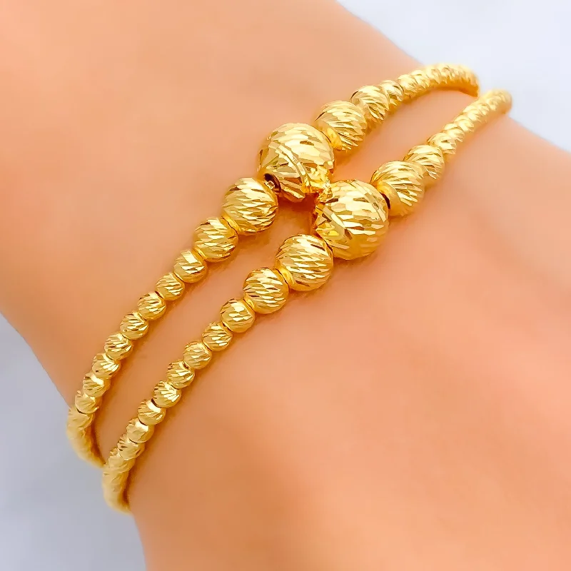 Ladies fashion bangles-Dressy Glowing 21k Gold Bracelet