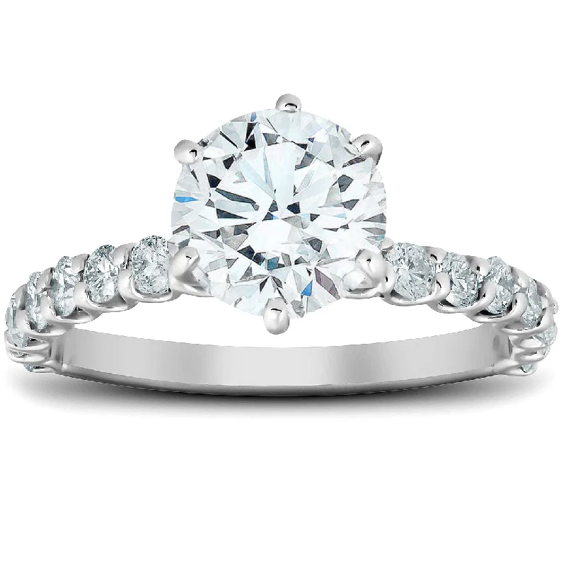 Ladies unique diamond engagement rings-1 3/4 Ct Round Cut Diamond Engagement Ring 14k White Gold