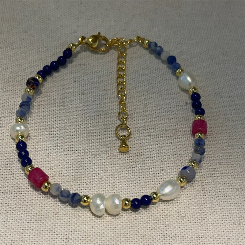 C277 Bracelet--Lapis Lazuli Baroque Pearl