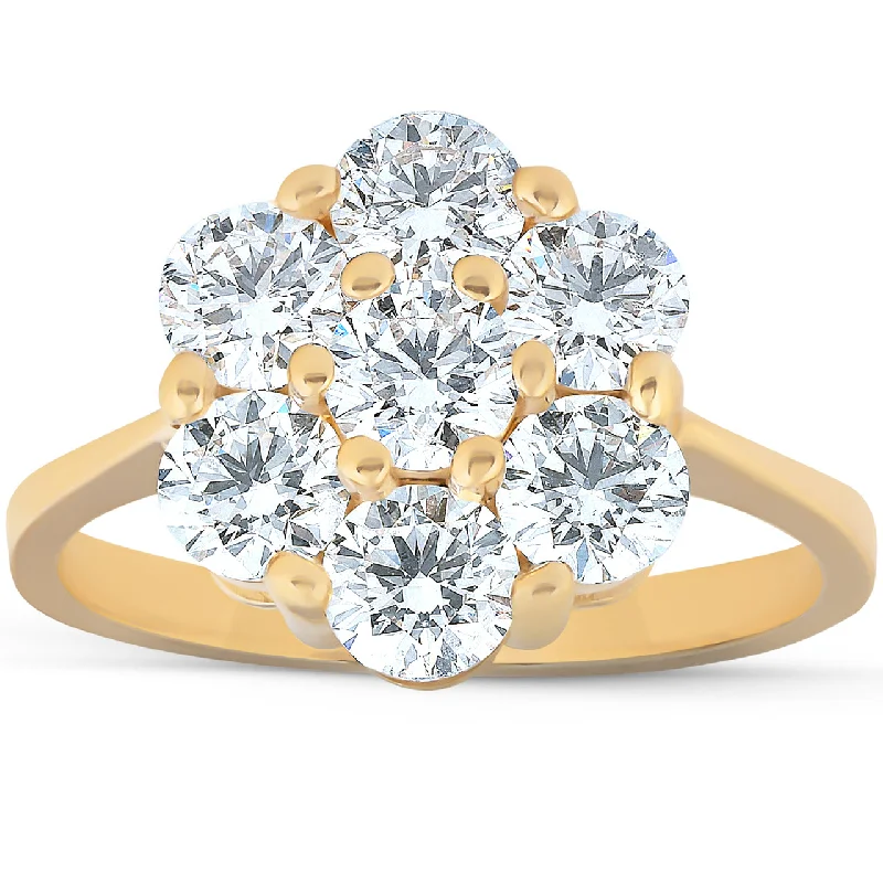 Ladies antique engagement rings-2 Ct Diamond EX3 Lab Grown 14k Yellow Gold Engagement Ring