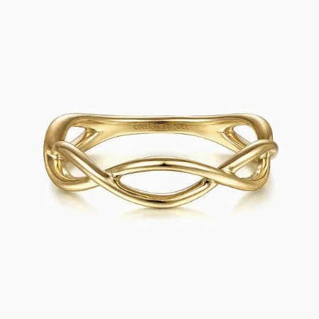 Ladies princess-cut rings-14K Gold Plain Twisted Stackable Ring