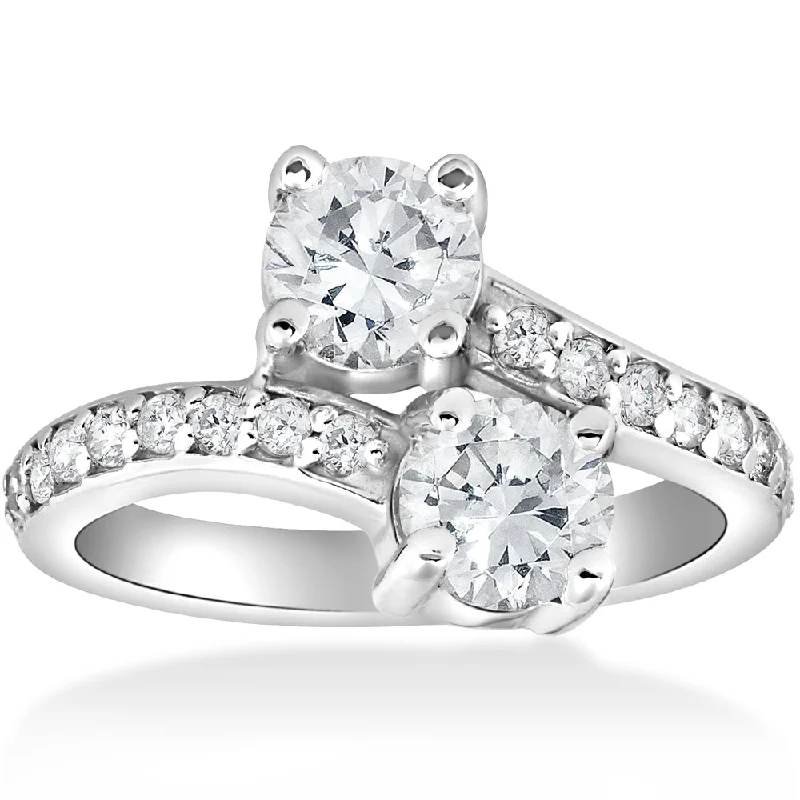 Ladies bold engagement rings-2.40Ct Forever Us 2 Stone Diamond Solitaire Engagement Ring 14k White Gold