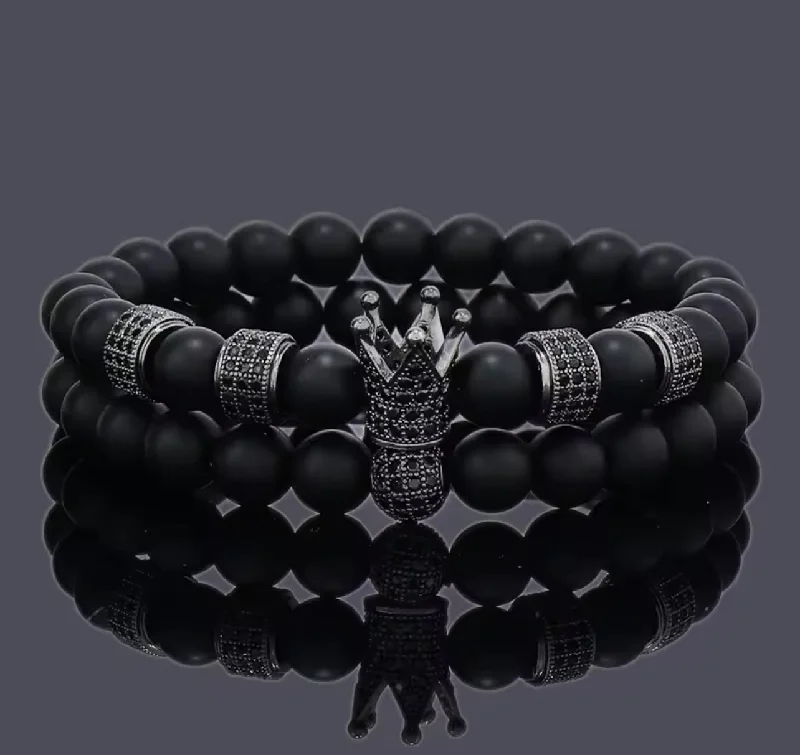 Ladies bangles for wedding-Blackout Crown Bracelet Bundle