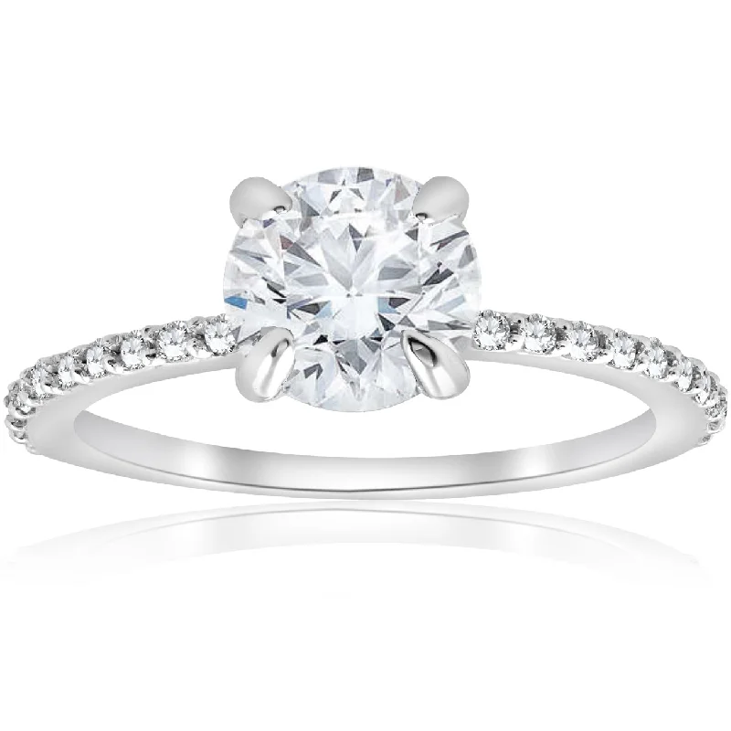 Ladies modern solitaire engagement rings-1 1/4 Ct TDW Diamond Round Solitaire Engagement Ring 14k White Gold