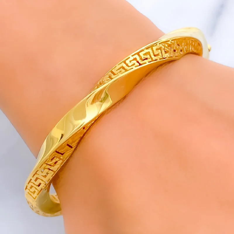 Ladies bangles set-Refined Engraved 21k Gold Bangle Bracelet