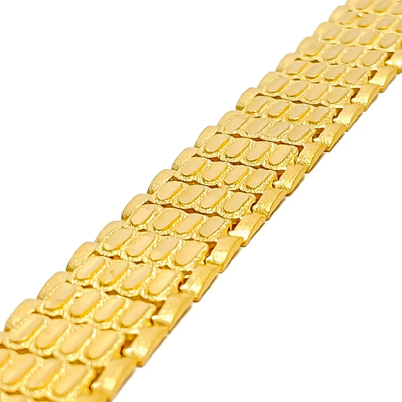 Ladies chunky bangles-Charming Unique 22K Gold Men's Bracelet