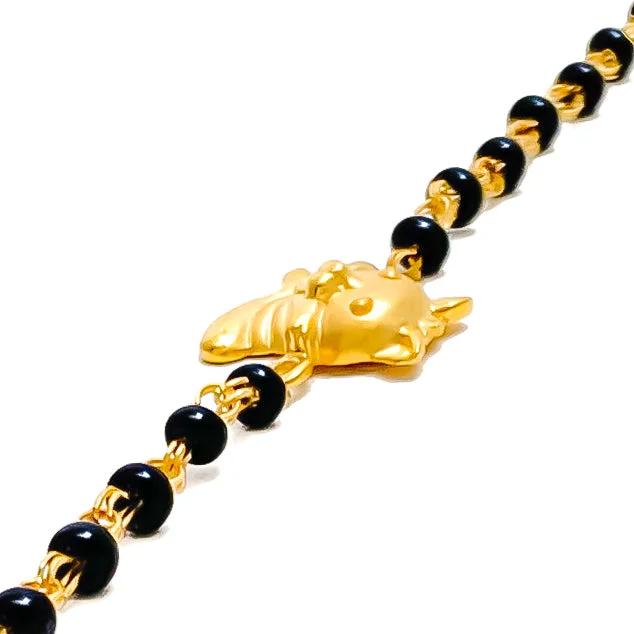 Ladies statement bangles-Lovely Jazzy 22k Gold Black Bead Baby Bracelet