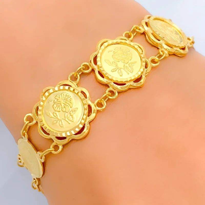 Ladies cuff bangles-Royal Majestic 22k Gold Coin Bracelet