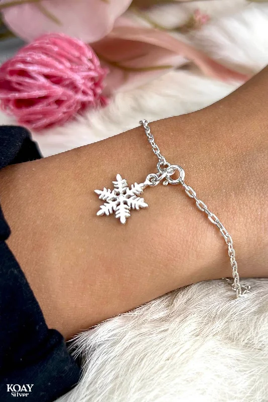 Ladies crystal bangles-Silver Snowflake Bracelet 03