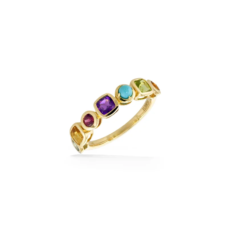 Ladies emerald rings-Effy Multicolor Gemstone Bezel Ring