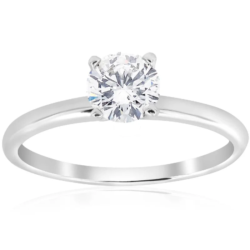 Ladies diamond engagement rings-3/4 Ct Round-Cut Natural Diamond Solitaire Engagement Ring 14k White Gold