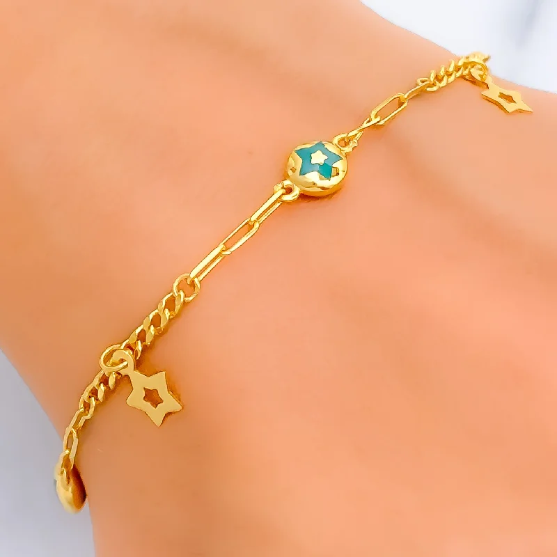 Ladies bohemian bracelets-Chic Upscale Star 21k Gold Bracelet