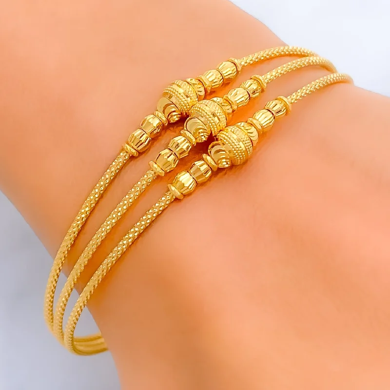 Ladies diamond bracelet for wedding-Stylish Brilliant 22k Gold Bangle Bracelet