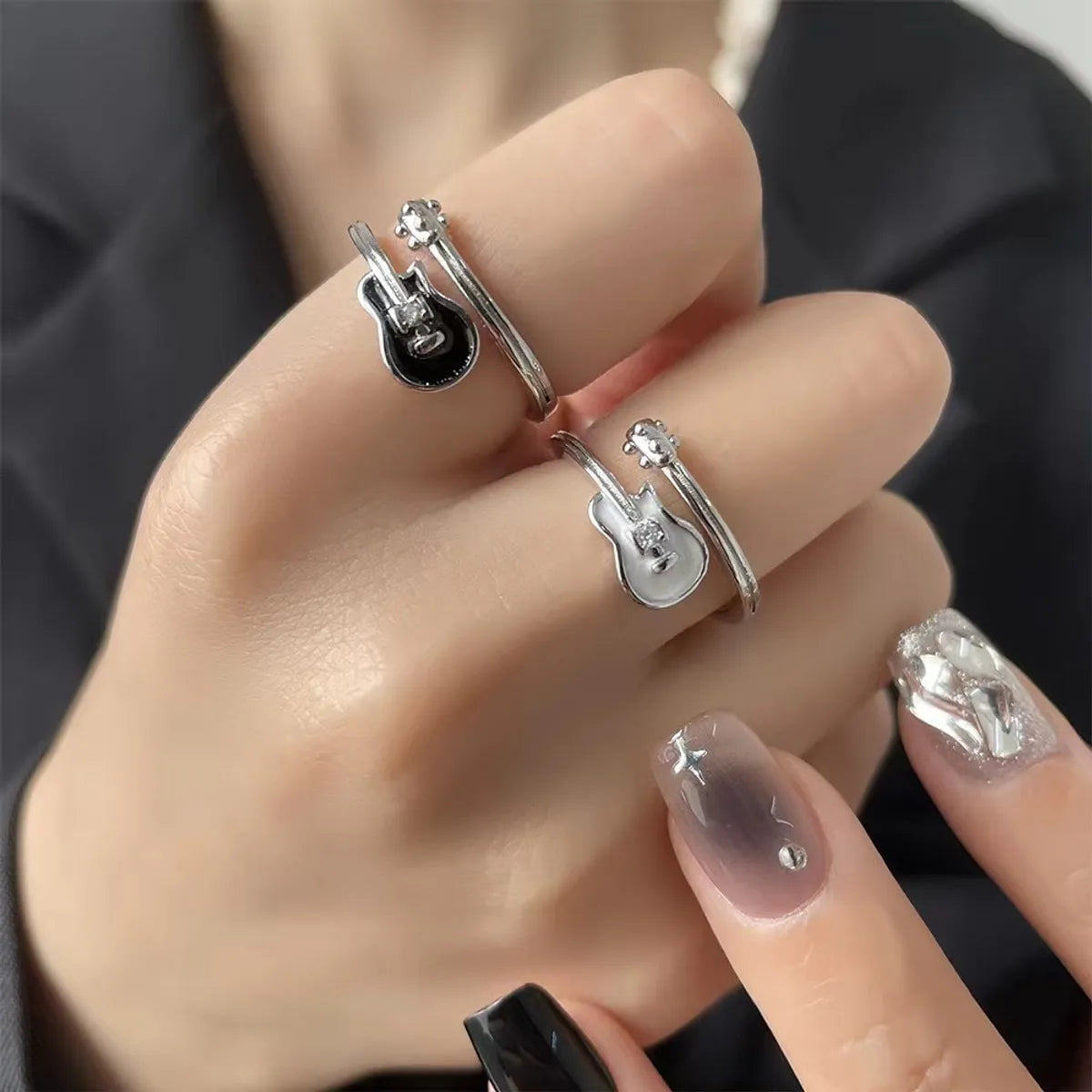 Ladies rings with colorful gemstones-Elegant Artistic Guitar Alloy Women'S Open Rings