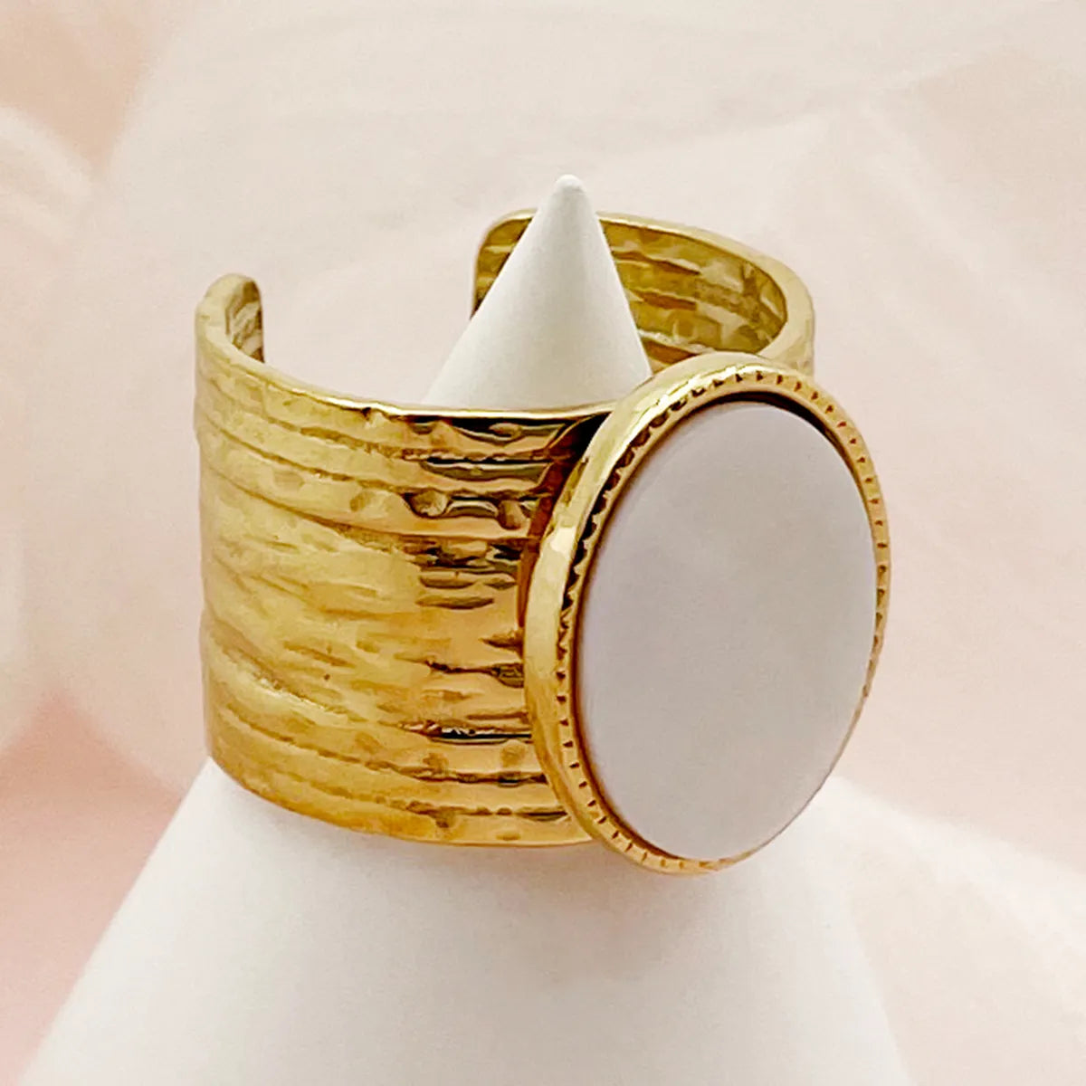 Ladies white gold rings-Glam Vintage Style Geometric Stainless Steel Plating Gold Plated Open Rings