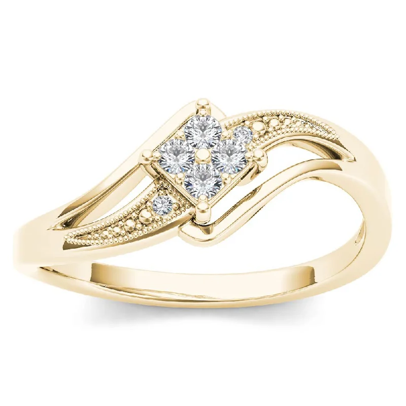 Ladies engagement rings-De Couer 10k Yellow Gold 1/10ct TDW Diamond Bypass Engagement Ring