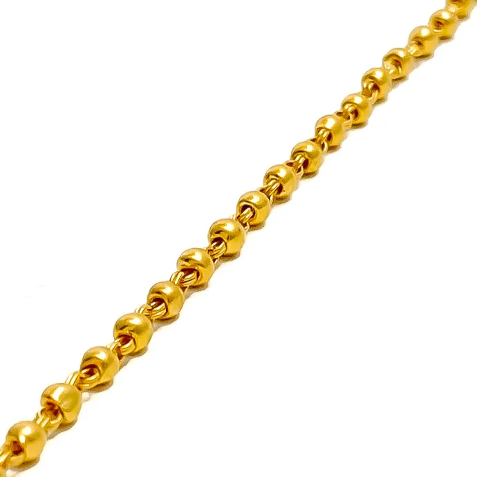 Ladies chic gold bracelets-Lovely Lined 22k Gold Mini Orb Baby Bracelet