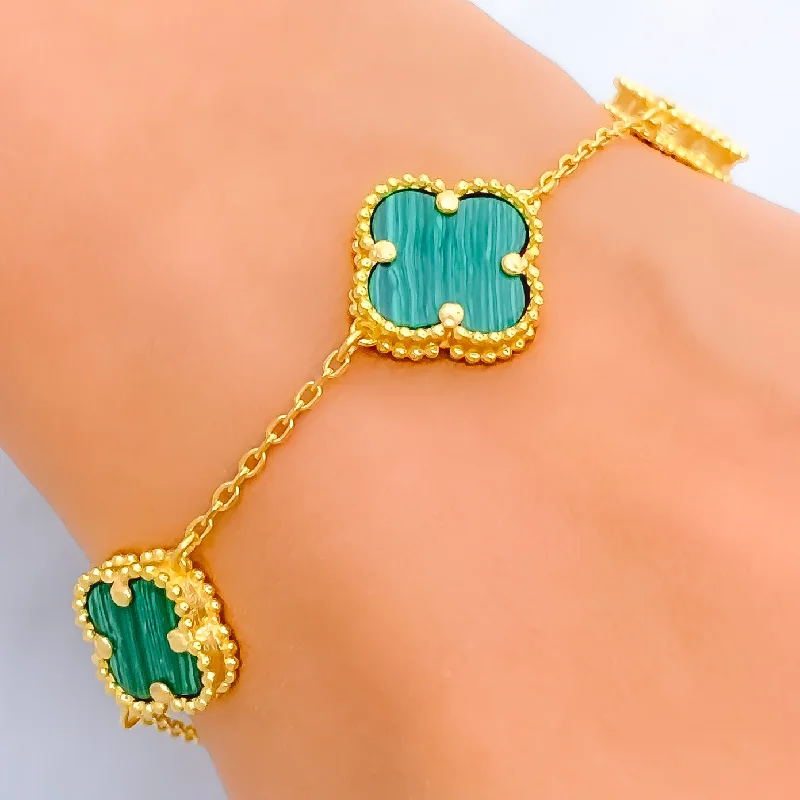 Ladies fashion charm bracelets-Polished Evergreen 21k Gold Bracelet