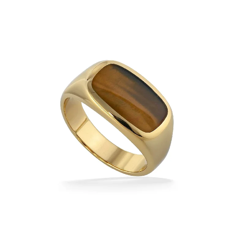 Ladies three-prong rings-Kabana Tiger's Eye Ring