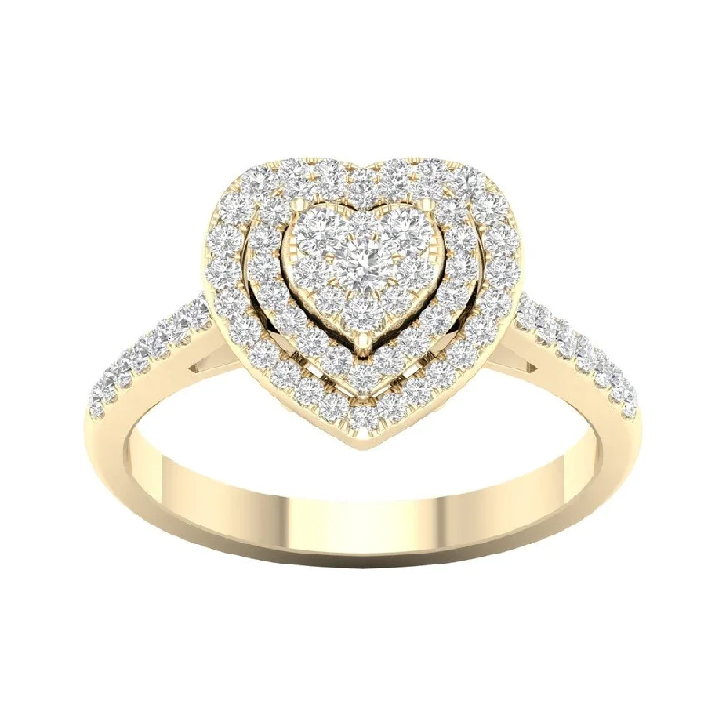 Ladies customized diamond engagement rings-De Couer 1/2ct TDW Diamond Cluster Engagement Ring - Yellow