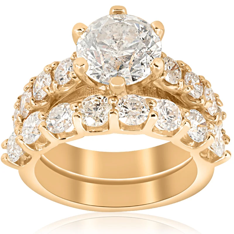 Ladies engagement rings with a custom design-6 cttw Diamond Engagement Matching Wedding Ring 14k Yellow Gold