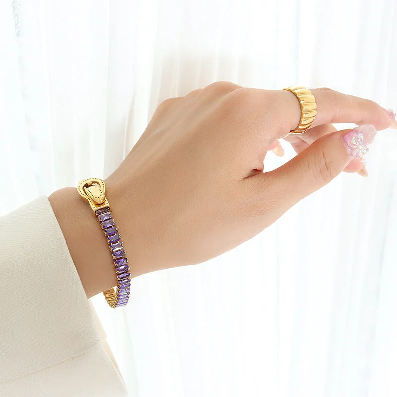 E335-Gold Purple Zircon Bracelet