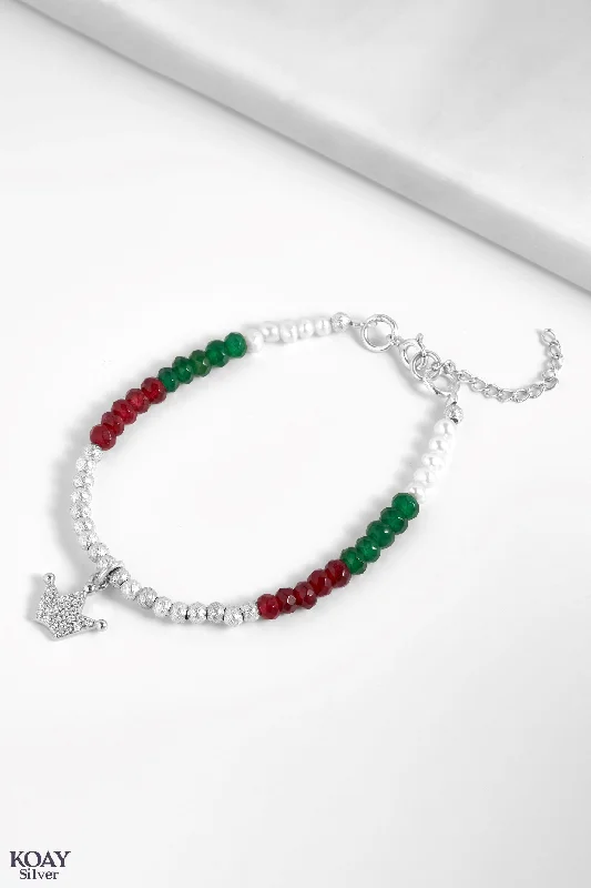 Ladies delicate bangles-Colored Crown Bracelet