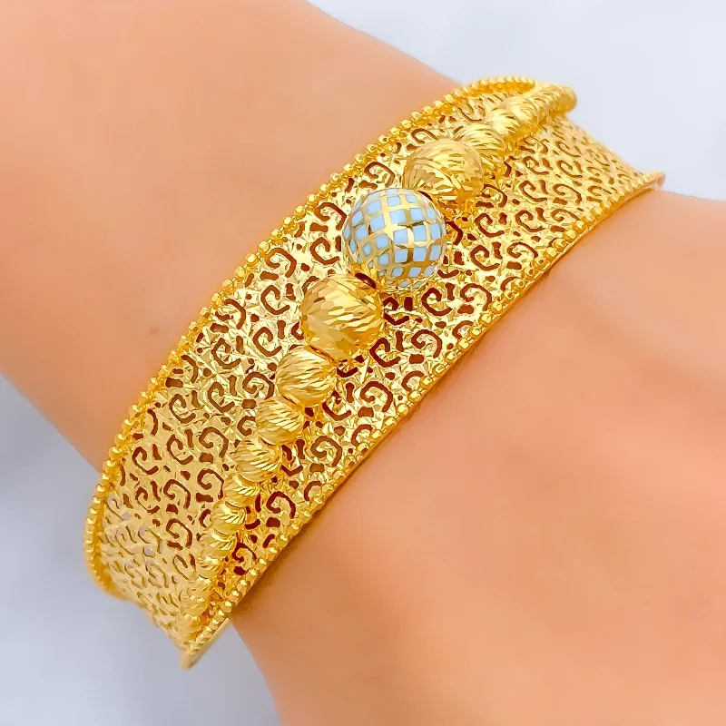 Ladies luxury bangles-Bright Luminous Signature 21K Gold Bangle Bracelet