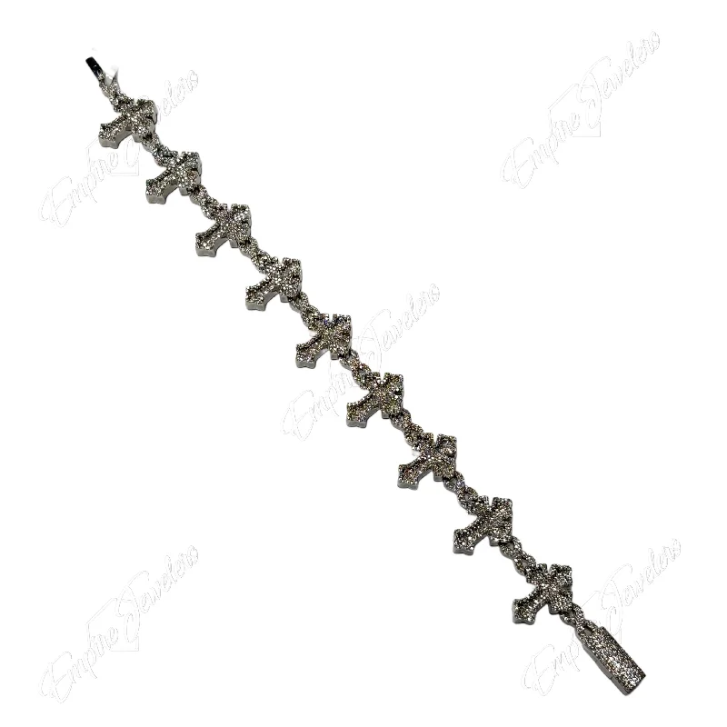 Ladies solid gold bracelets-10KT DIAMOND CROSS BRACELET