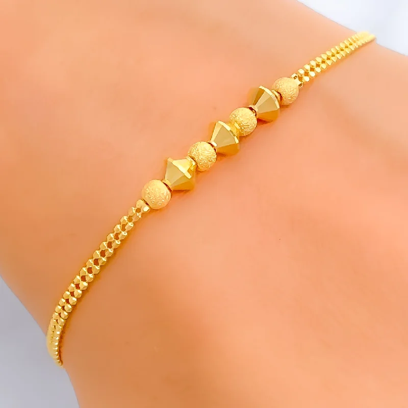 Ladies bangles with diamonds-Dainty Petite 22K Gold Bracelet