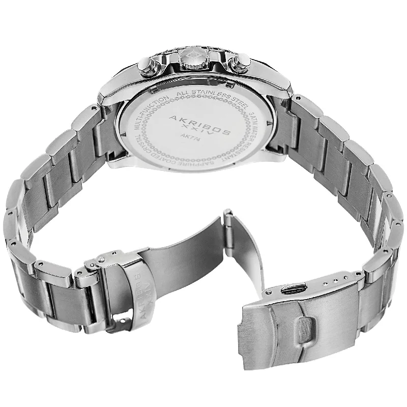 Ladies delicate bracelets-Akribos XXIV Men's Swiss Quartz Multifunction Dual Time Stainless Steel Silver-Tone Bracelet Watch