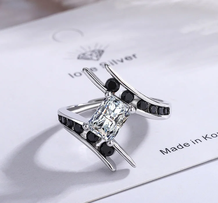 Ladies anniversary rings-Streetwear Irregular Copper Plating Inlay Zircon White Gold Plated Open Rings