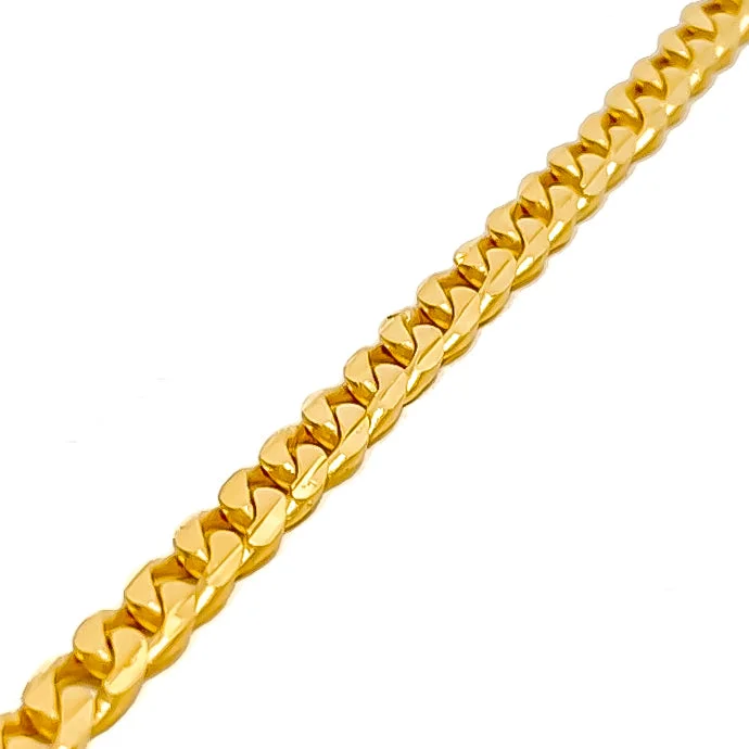 Ladies thick cuff bracelets-Smooth Finished Cuban Link 22k Gold Baby Bracelet