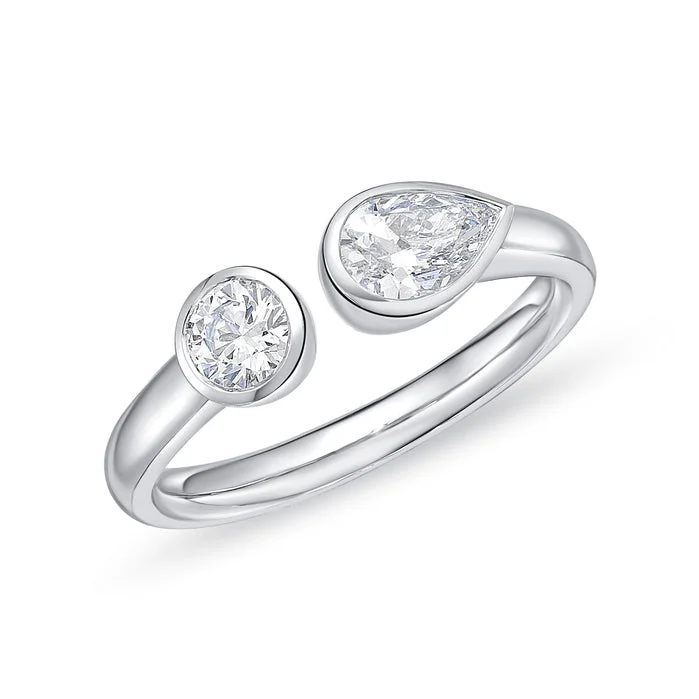 Ladies anniversary rings-Two Stones Bridal Ring, Ctr 0.50-0.59, Mdl 09