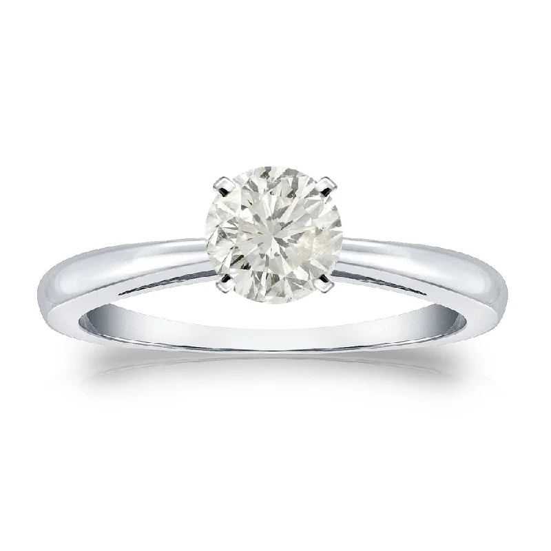 Ladies twisted solitaire engagement rings-Auriya Platinum 1/2ctw Round Solitaire Diamond Engagement Ring