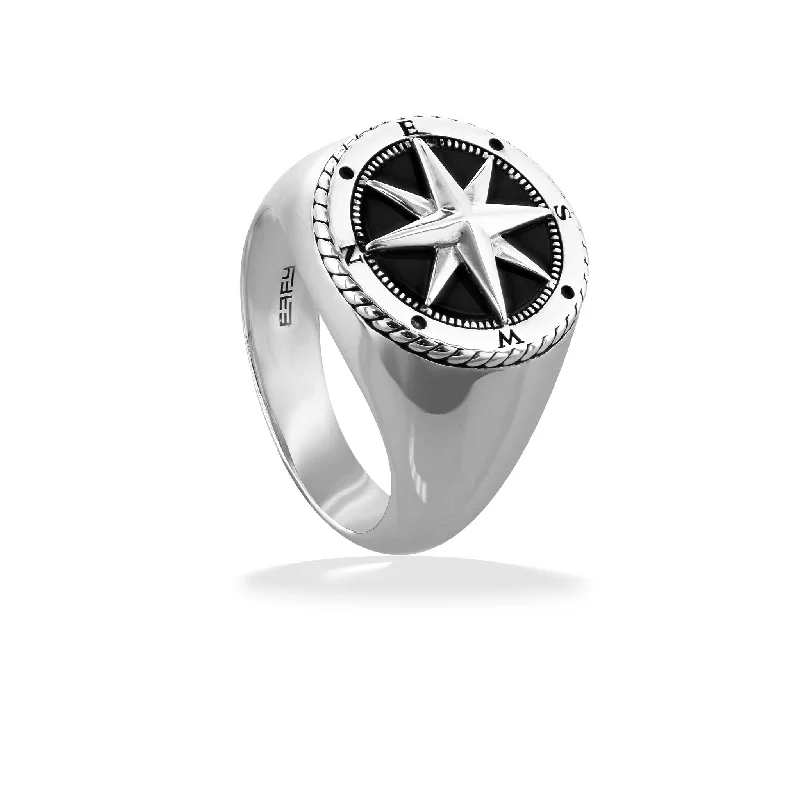 Ladies fashion rings-Effy Compass Star Ring