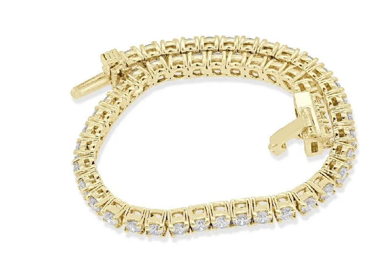 Ladies leather charm bracelets-Tennis Bracelet I1/SI1/VS1/VVS1 Natural Diamonds 4.00Ct 14k Solid Gold Prong Set 7.00Inch