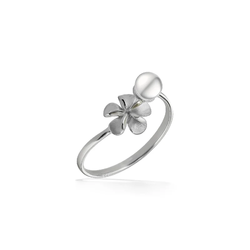 Ladies minimalist gold rings-Plumeria Ring