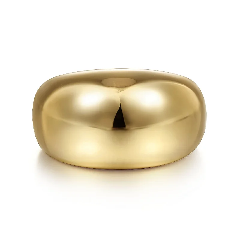 Ladies halo rings-14K Yellow Gold High Polished Dome Ring