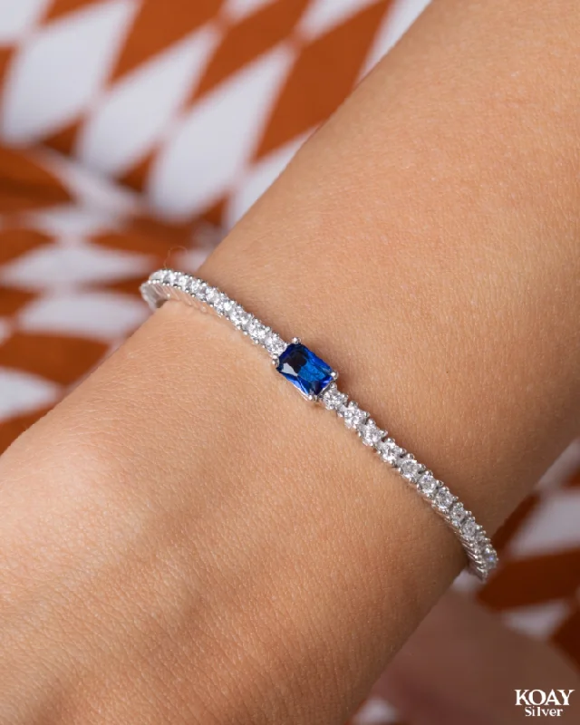 Ladies diamond bracelets-Zircon Blue Tennis Bracelet